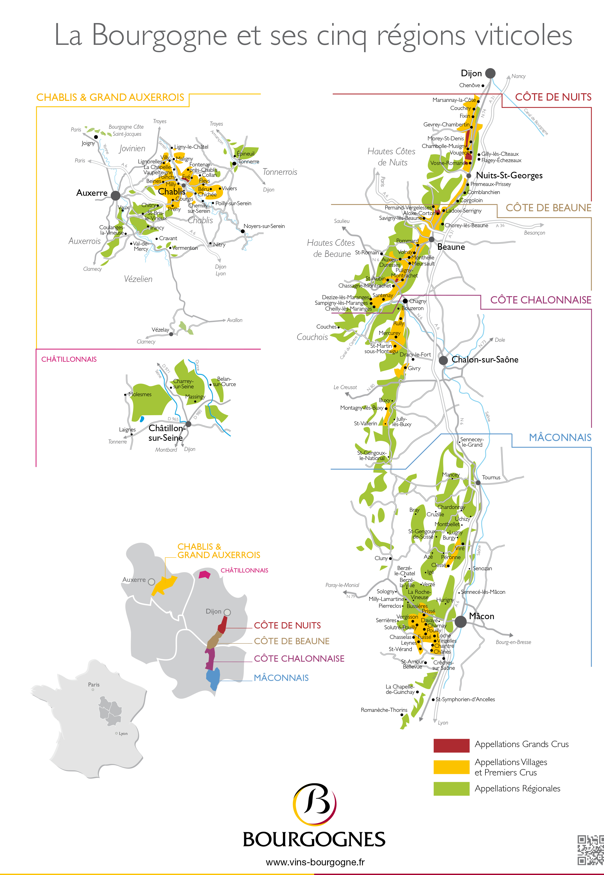 Carte vignoble bourguignon