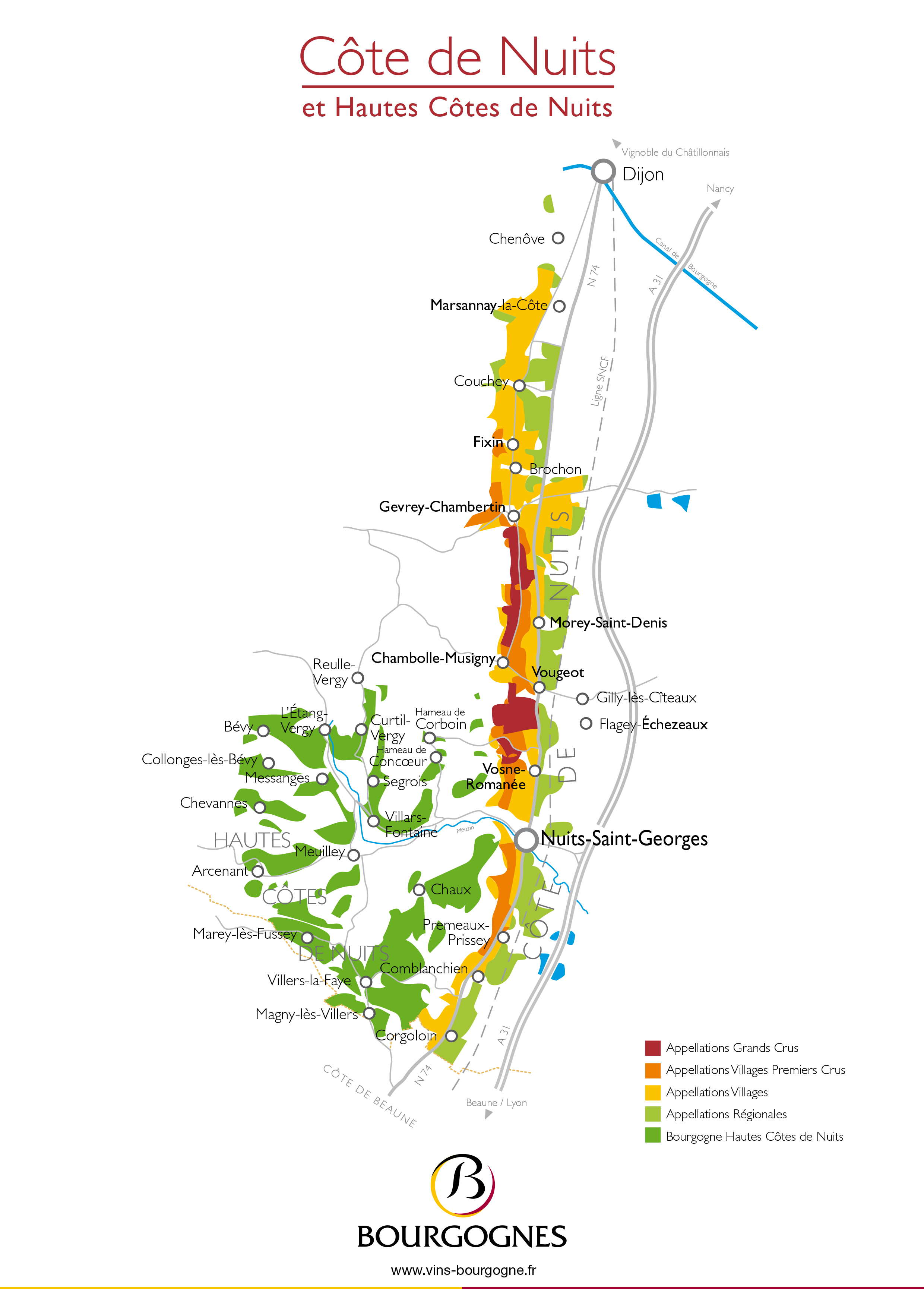 carte vignoble cote de nuits