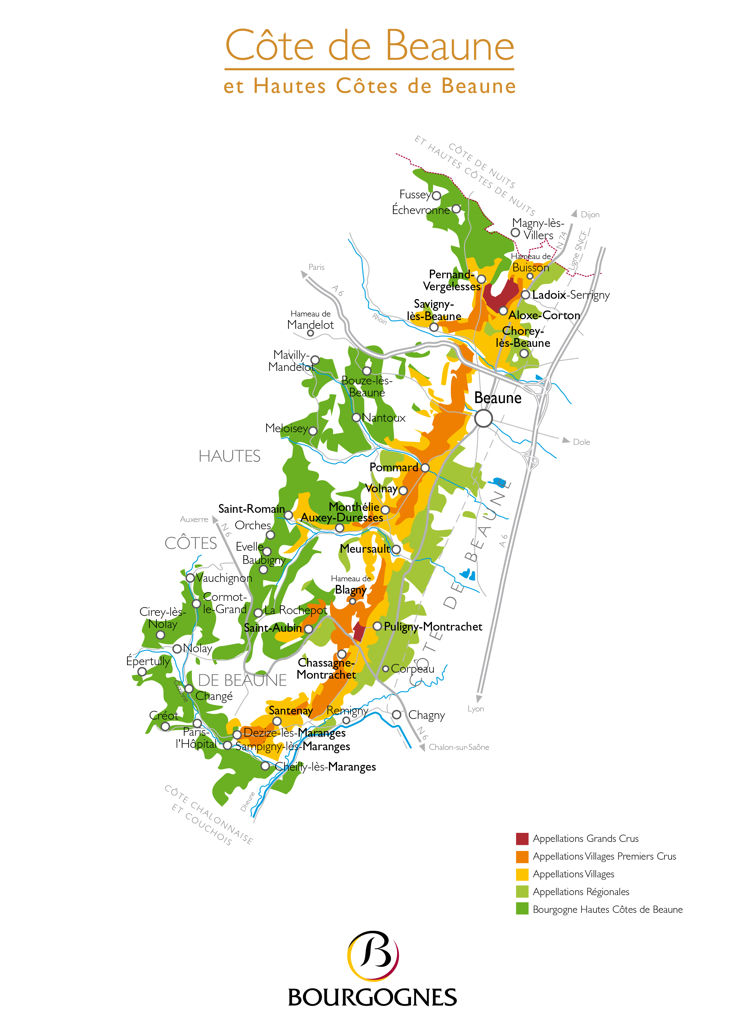 Carte Côte de Beaune