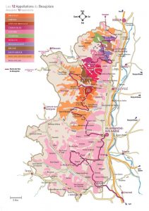 Carte appellations vin beaujolais